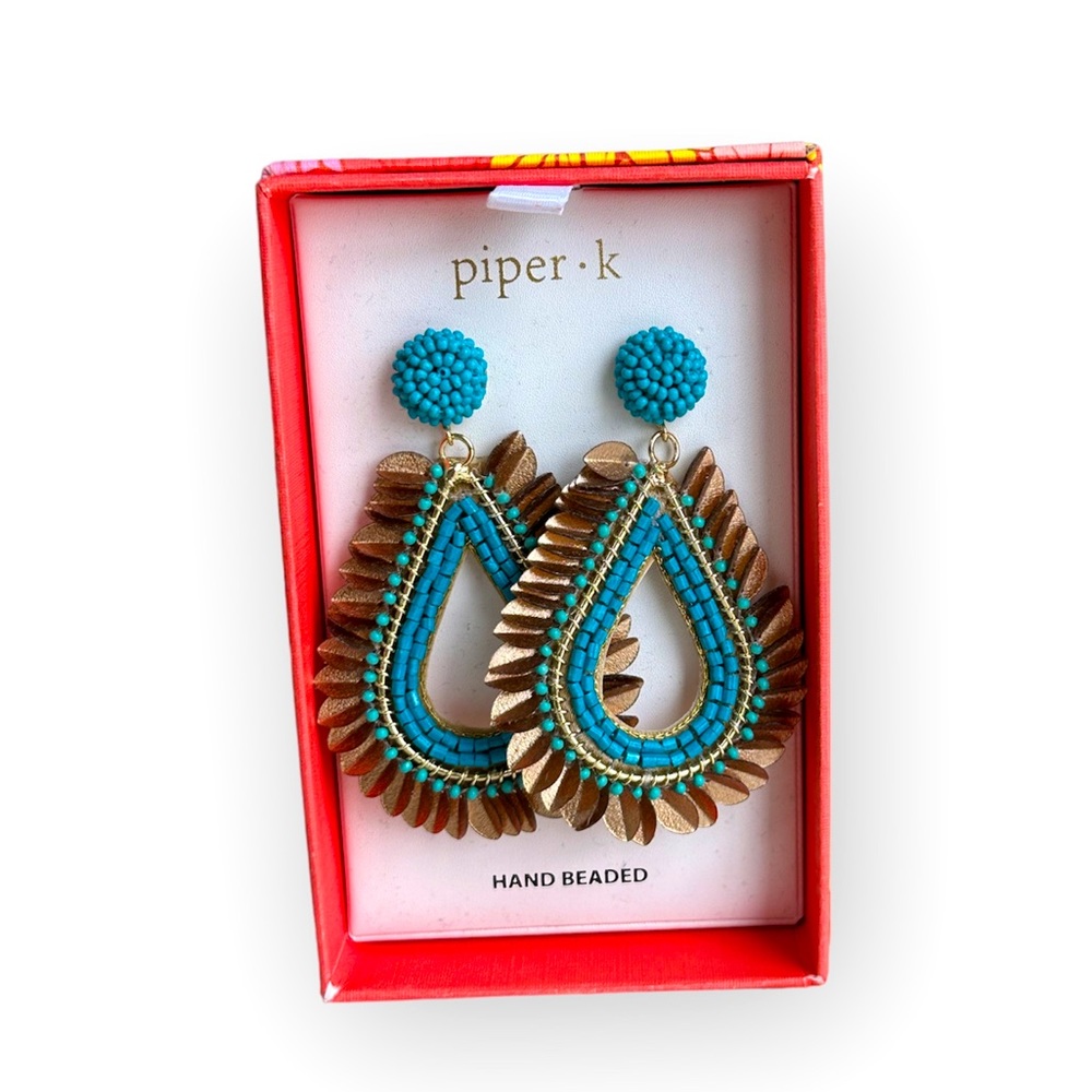 Piper K hand beaded drop earrings